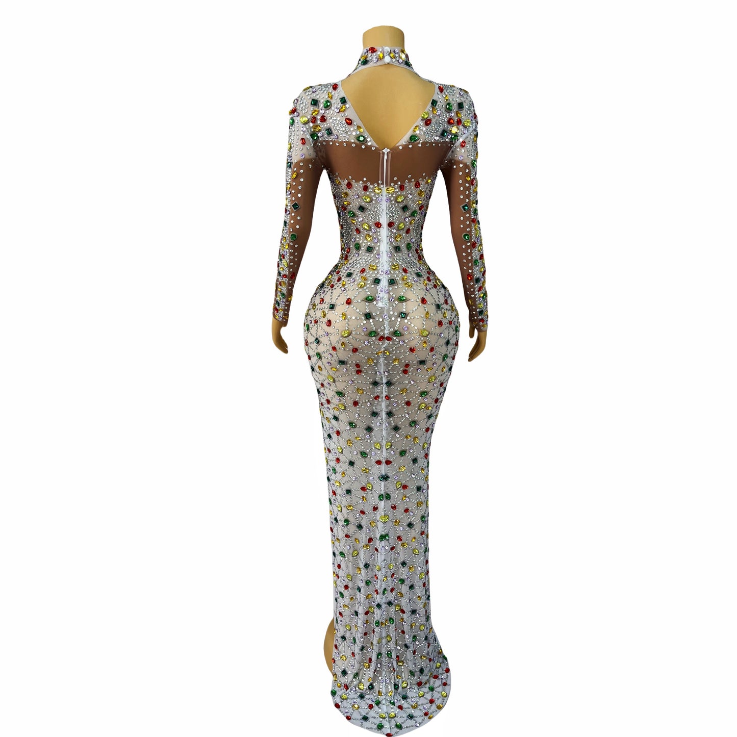 Jewel Cascade Asymmetrical Gown