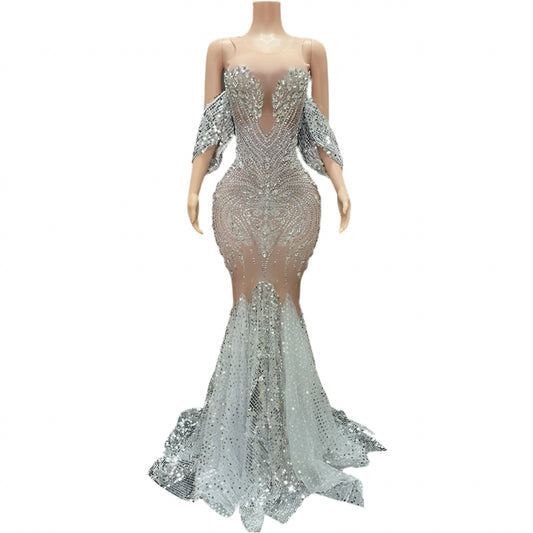 Glacial Shimmer Mermaid Gown